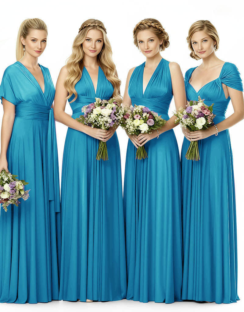 Convertible Bridesmaid Infinity Multiway Dress with Pockets turquoise blue 