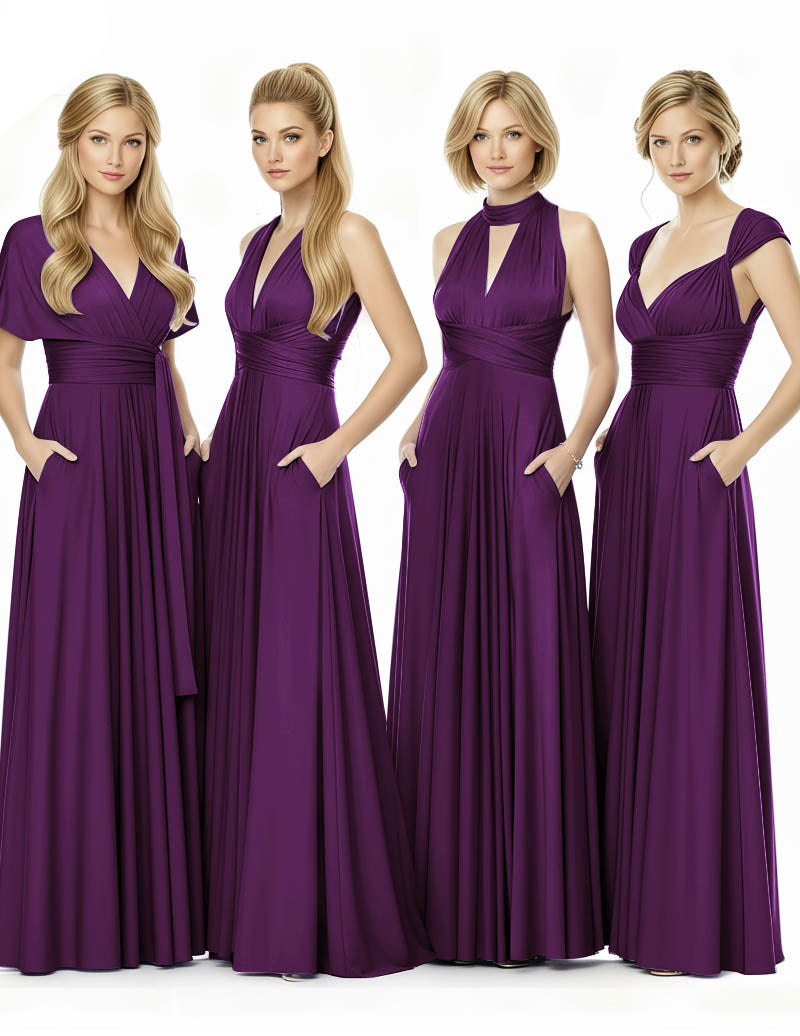 Long Infinity Bridemaid Dress Maxi Convertible Dress for Bridal Partygrape 