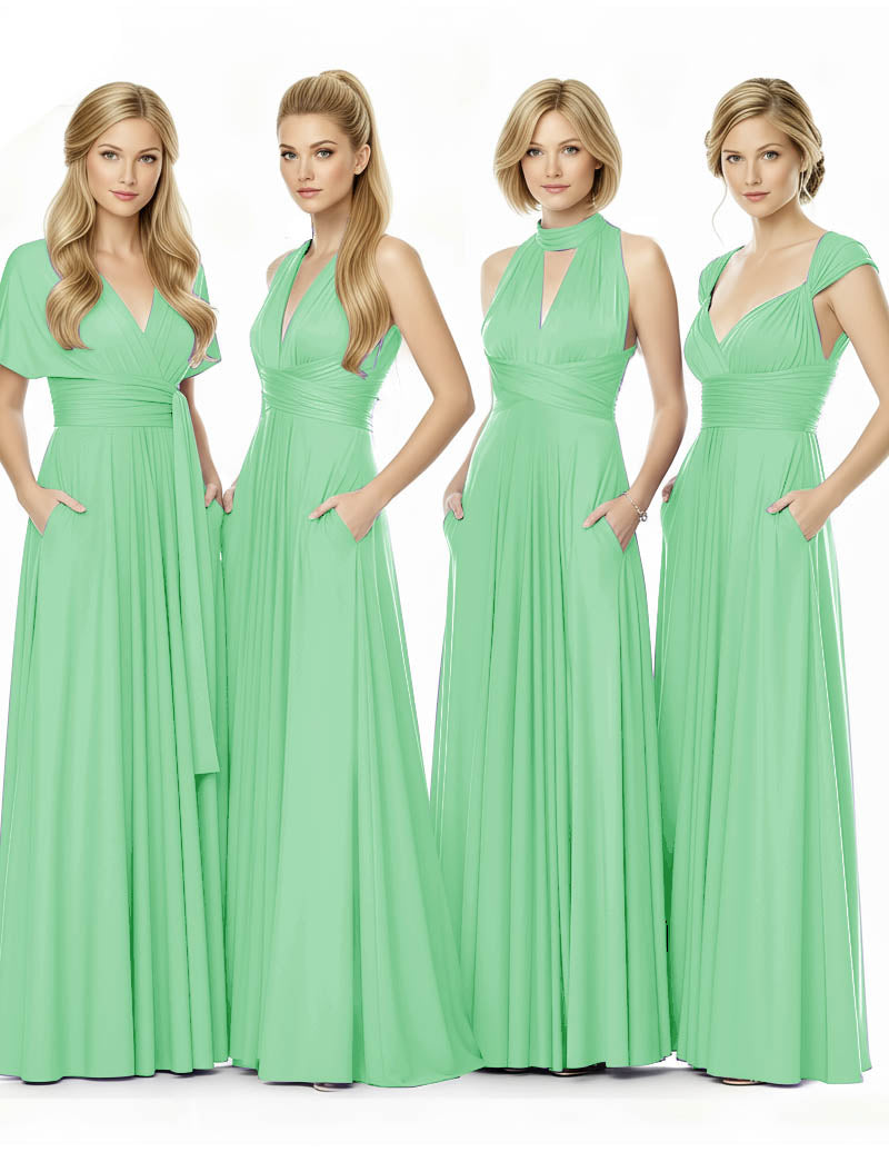 Long Infinity Bridemaid Dress Maxi Convertible Dress for Bridal Partymint green 