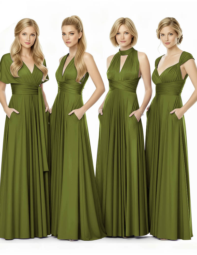 Long Infinity Bridemaid Dress Maxi Convertible Dress for Bridal Partyolive 