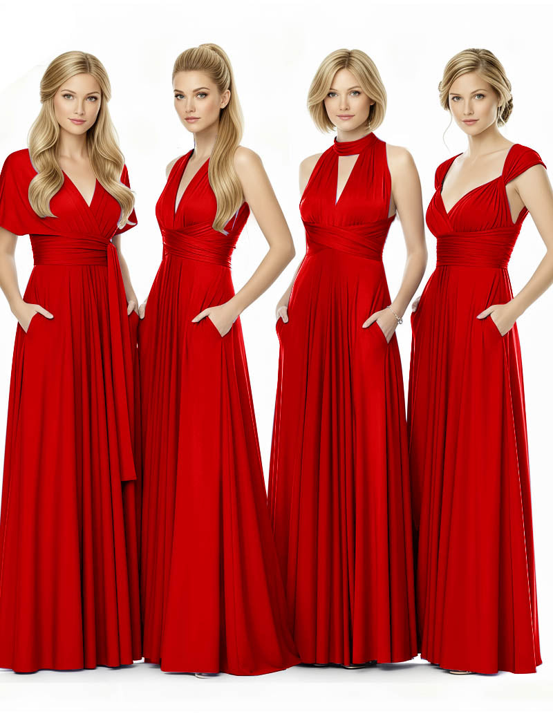 Long Infinity Bridemaid Dress Maxi Convertible Dress for Bridal Partyred 