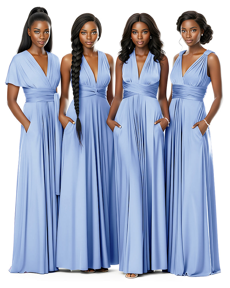 Wrap Maxi Infinity Convertible Dress for Bridesmaids Wedding Guestsblue 