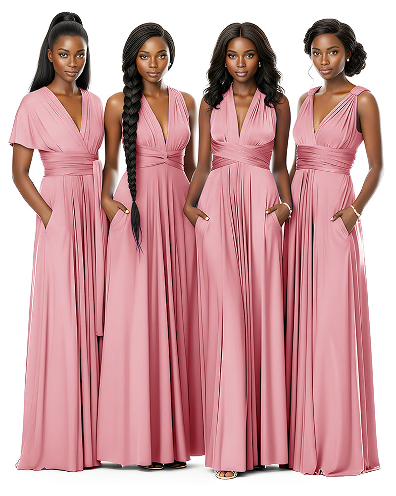 Wrap Maxi Infinity Convertible Dress for Bridesmaids Wedding Guestsblushing pink 