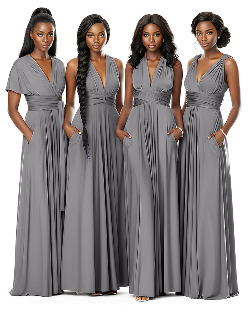 Wrap Maxi Infinity Convertible Dress for Bridesmaids Wedding Guestscharcoal grey 