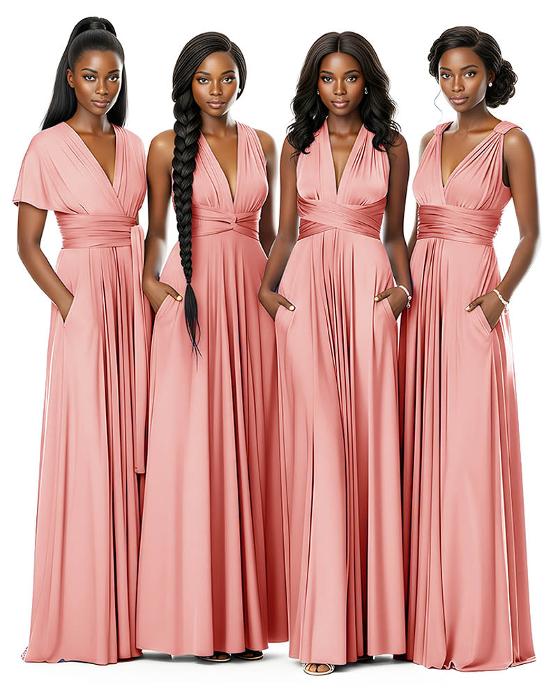 Wrap Maxi Infinity Convertible Dress for Bridesmaids Wedding Guestscoral 