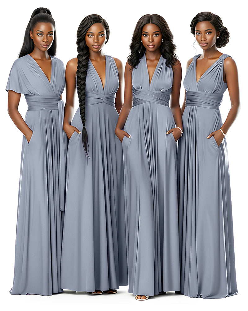 Wrap Maxi Infinity Convertible Dress for Bridesmaids Wedding Guestsdusty blue 