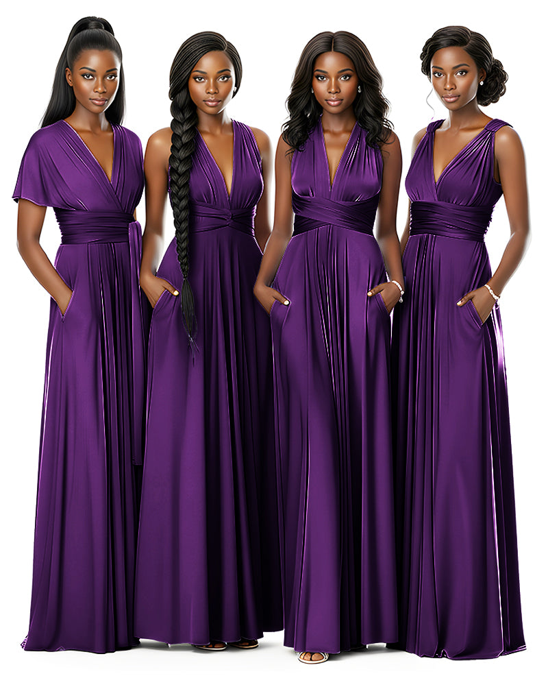 Wrap Maxi Infinity Convertible Dress for Bridesmaids Wedding Guestsgrape 