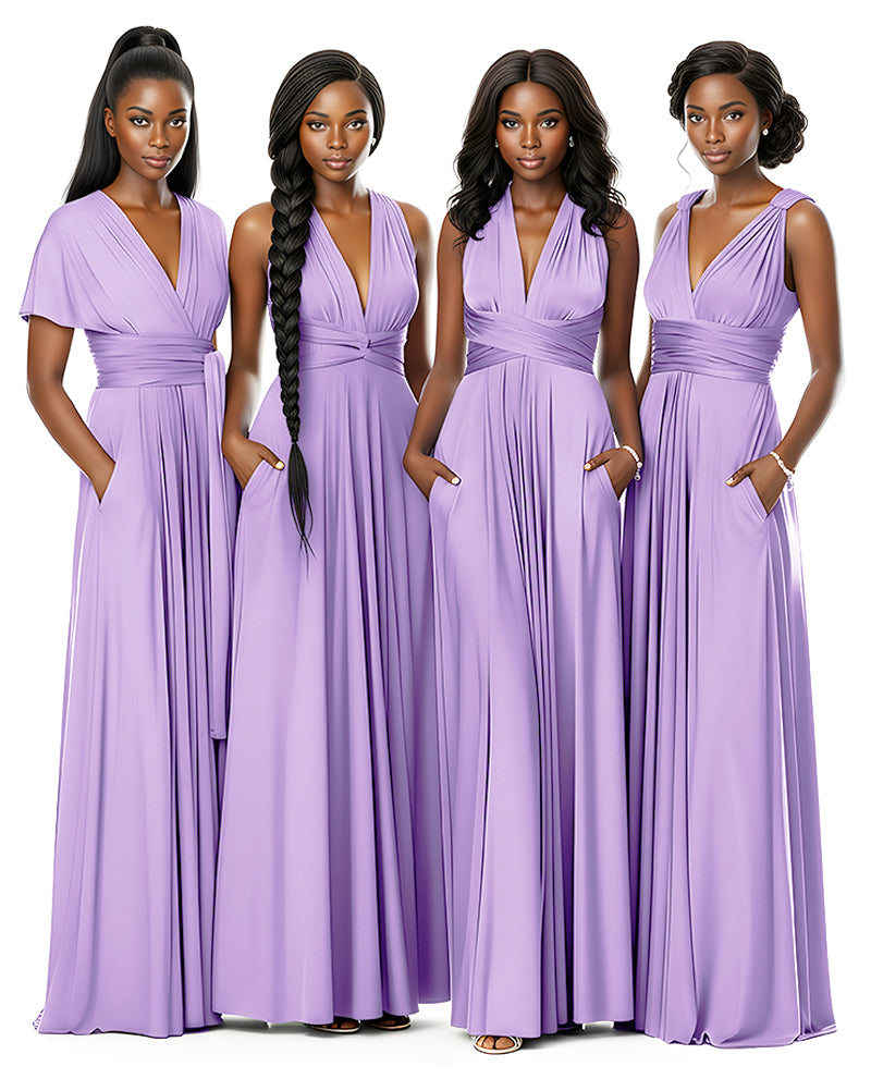 Wrap Maxi Infinity Convertible Dress for Bridesmaids Wedding Guestslilac 