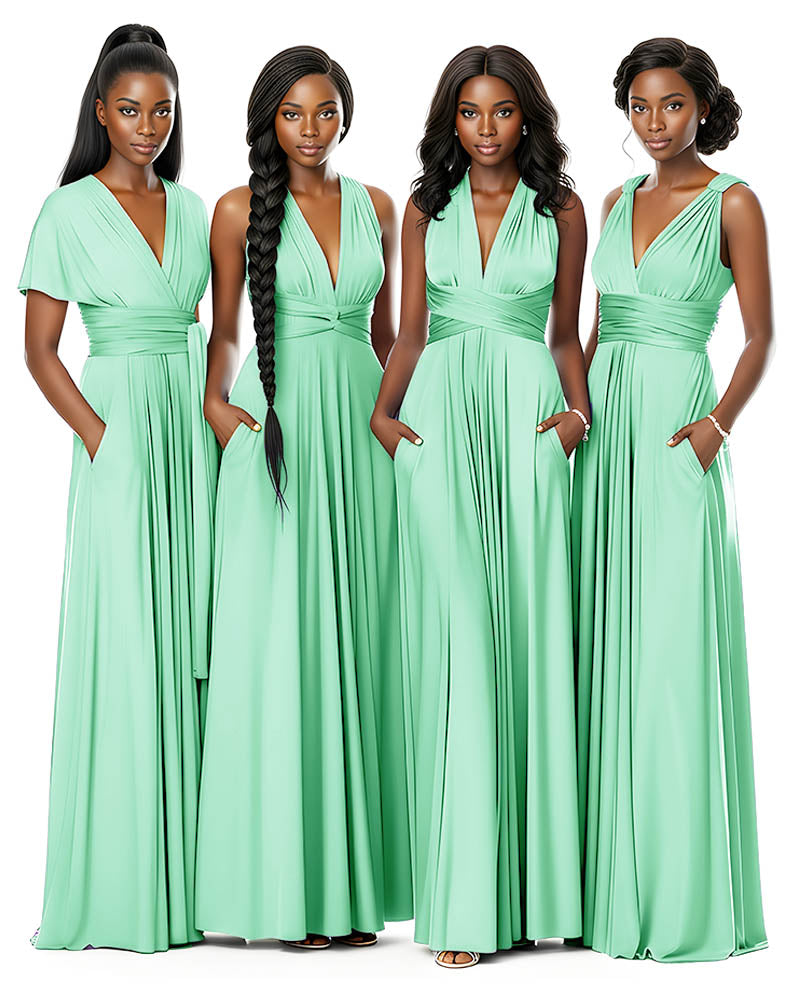 Wrap Maxi Infinity Convertible Dress for Bridesmaids Wedding Guestsmint green 