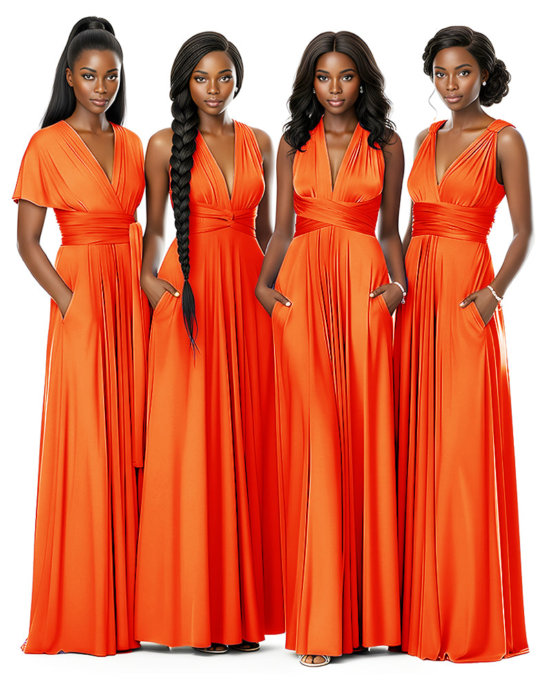 Wrap Maxi Infinity Convertible Dress for Bridesmaids Wedding Guestsorange 