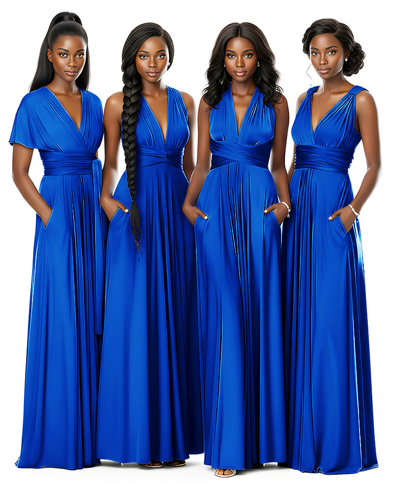 Wrap Maxi Infinity Convertible Dress for Bridesmaids Wedding Guestsroyal blue 