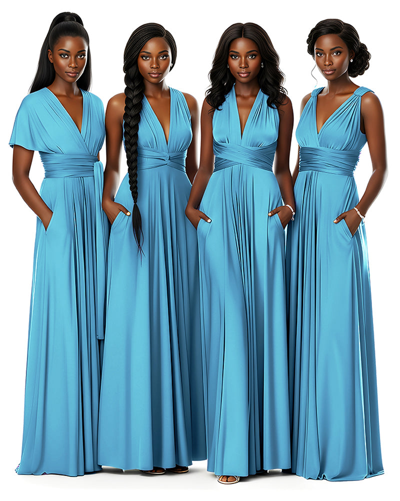 Wrap Maxi Infinity Convertible Dress for Bridesmaids Wedding Gueststurquoise blue 