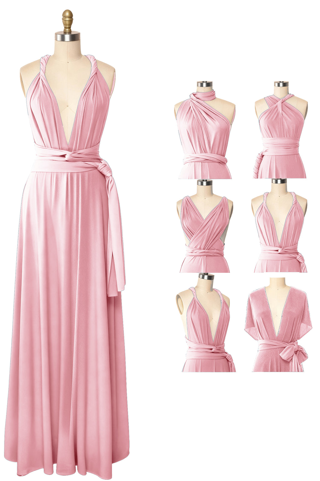 Multiway Floor Length Infinity Transformer Maxi Convertible Wrap Dress With Pockets for Bridesmaid