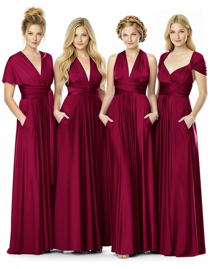 Bridal Party Beauty Multiway Infinity Dress With Pocketsburgundy 