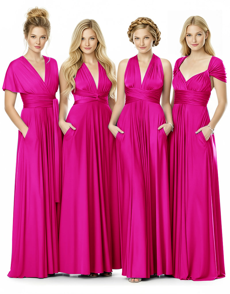 Bridal Party Beauty Multiway Infinity Dress With Pocketsfuchsia 