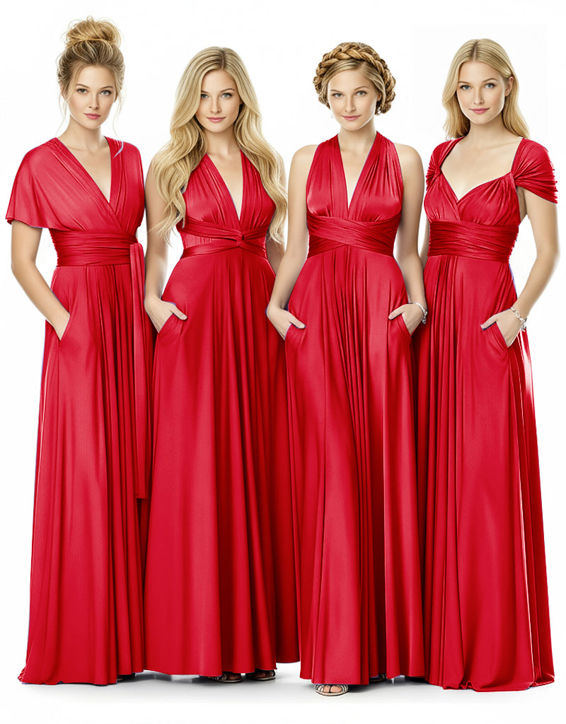 Bridal Party Beauty Multiway Infinity Dress With Pocketsred 