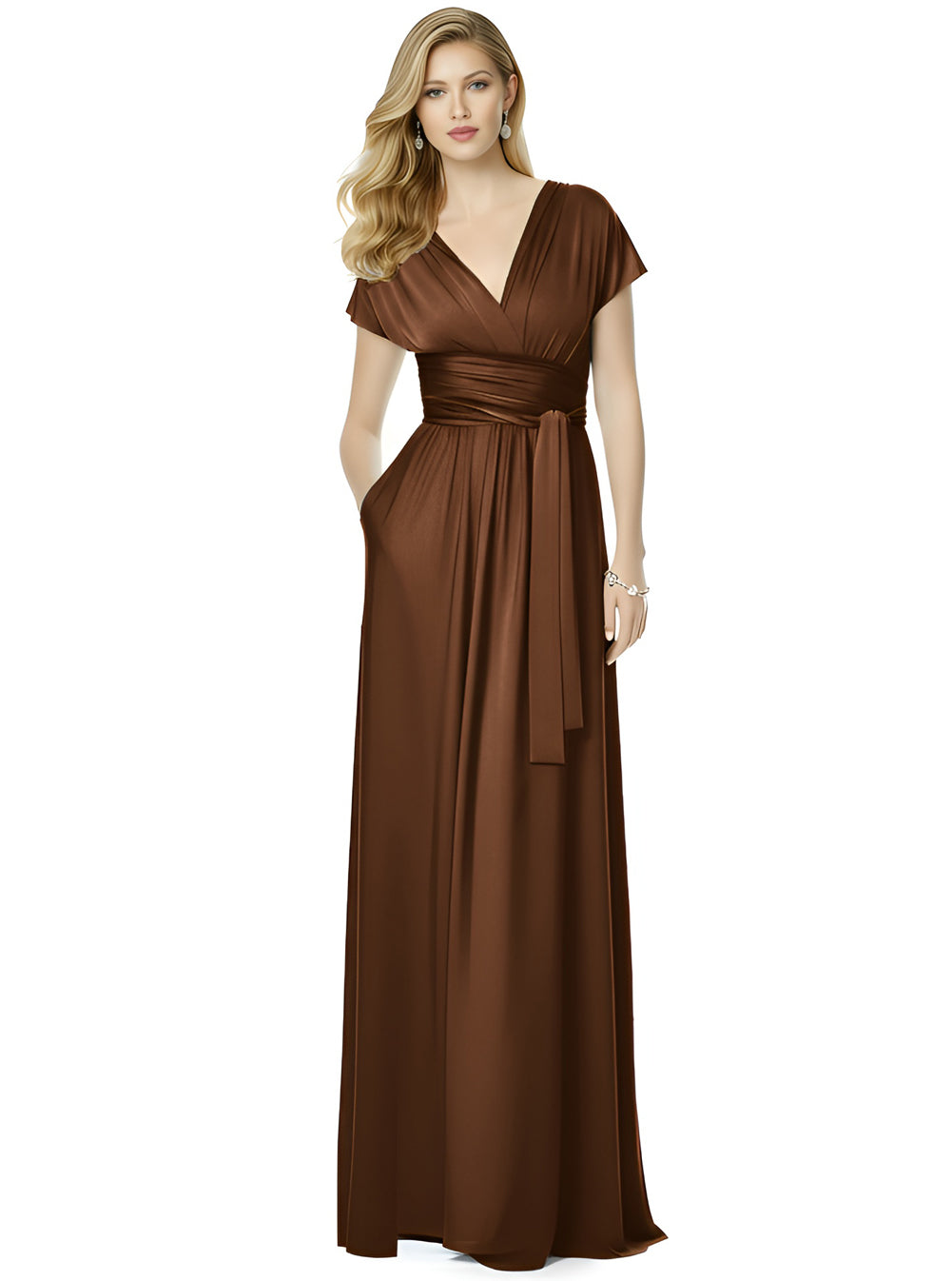 Bridal Party Convertible Wrap Maxi Dress Infinity Multiway Dress With Pockets
