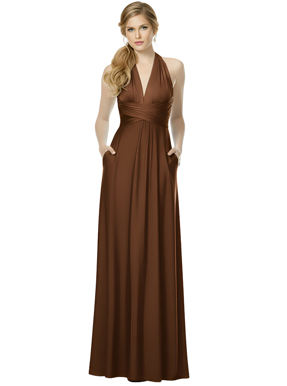 Bridal Party Convertible Wrap Maxi Dress Infinity Multiway Dress With Pockets