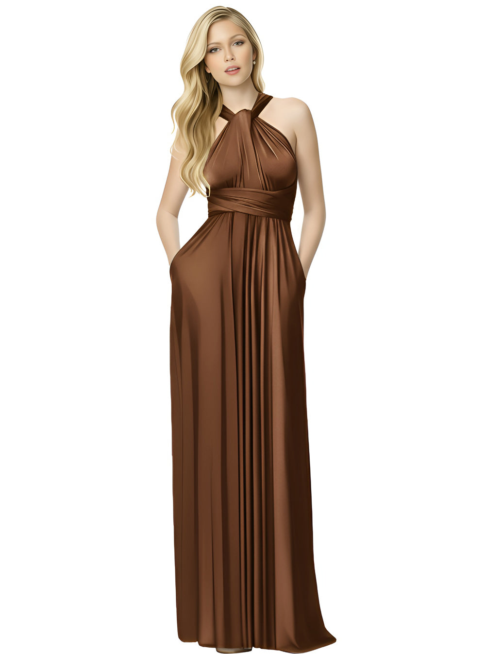Bridal Party Convertible Wrap Maxi Dress Infinity Multiway Dress With Pockets