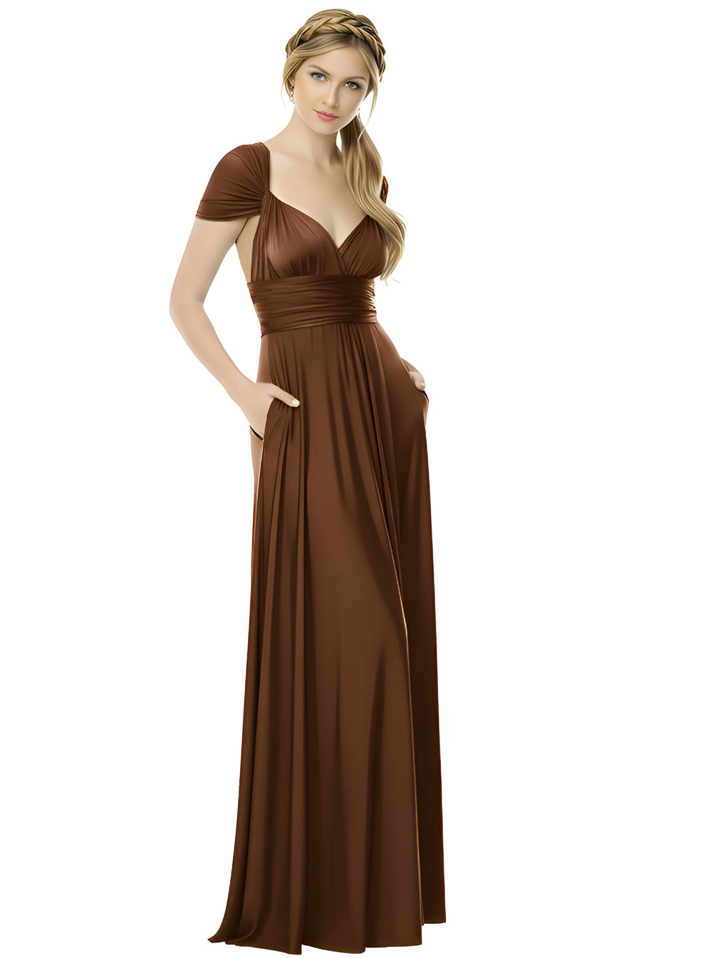 Bridal Party Convertible Wrap Maxi Dress Infinity Multiway Dress With Pockets