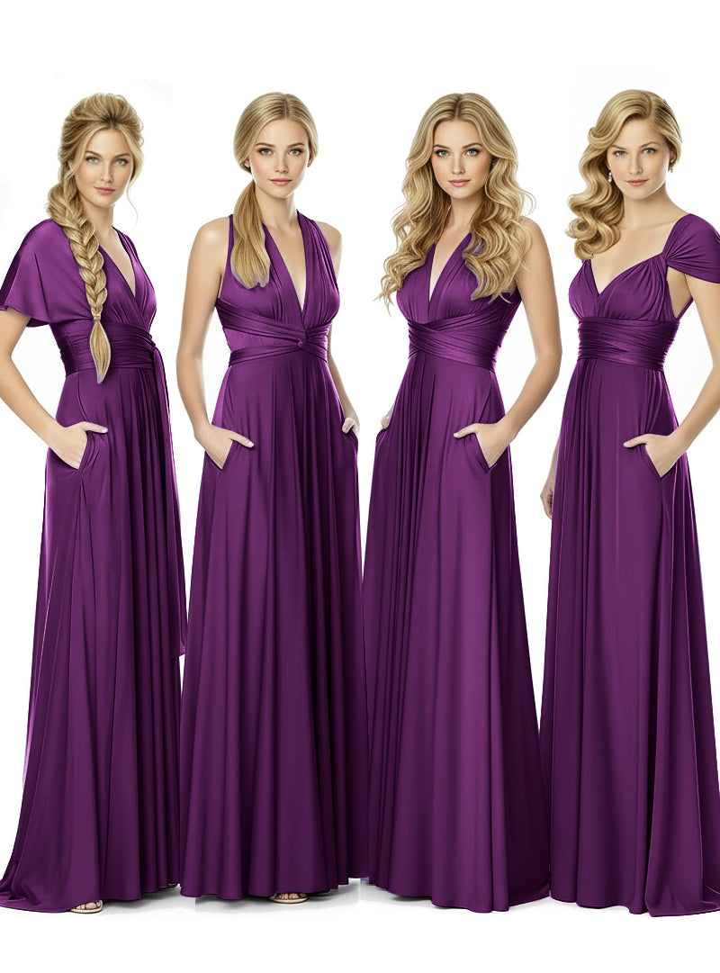 Bridal Party Convertible Wrap Maxi Dress Infinity Multiway Dress With Pocketsgrape 