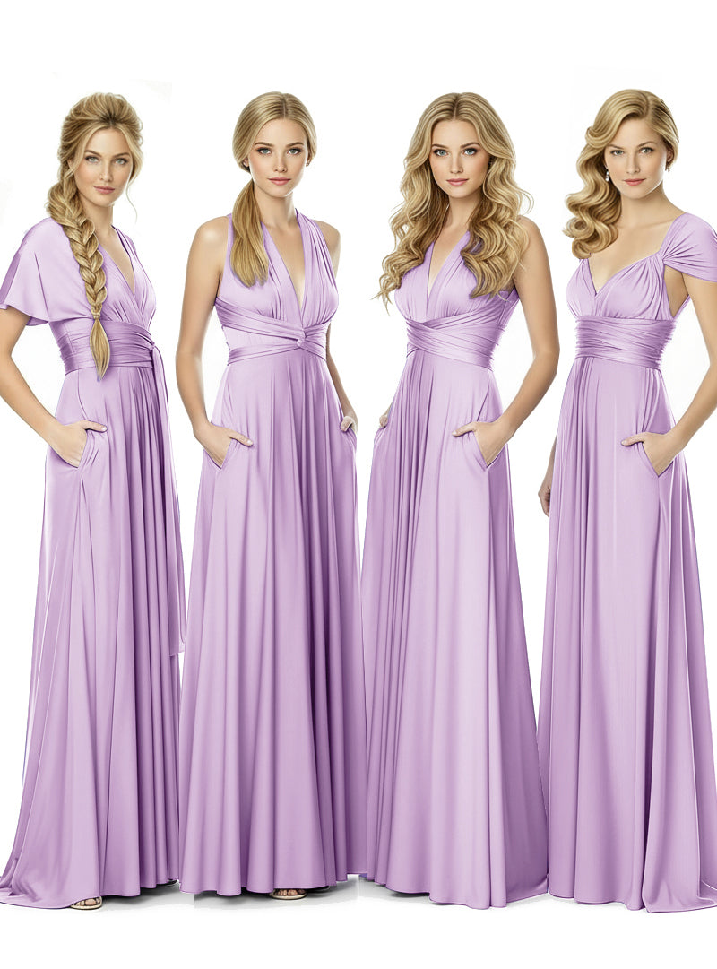 Bridal Party Convertible Wrap Maxi Dress Infinity Multiway Dress With Pocketslilac 