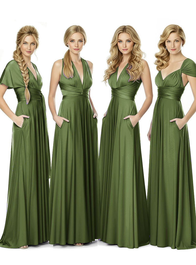 Bridal Party Convertible Wrap Maxi Dress Infinity Multiway Dress With Pocketsolive 