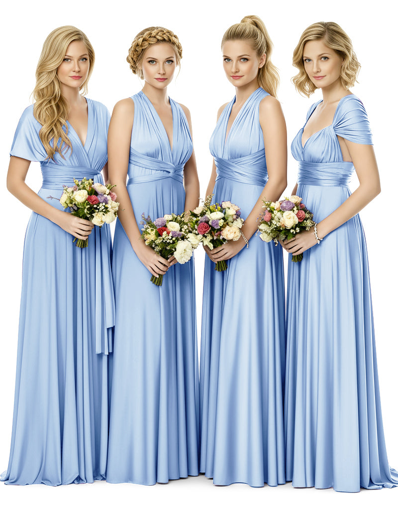 Bridal Party Multiway Convertible Maxi Infinity Dress With Pocketsblue 