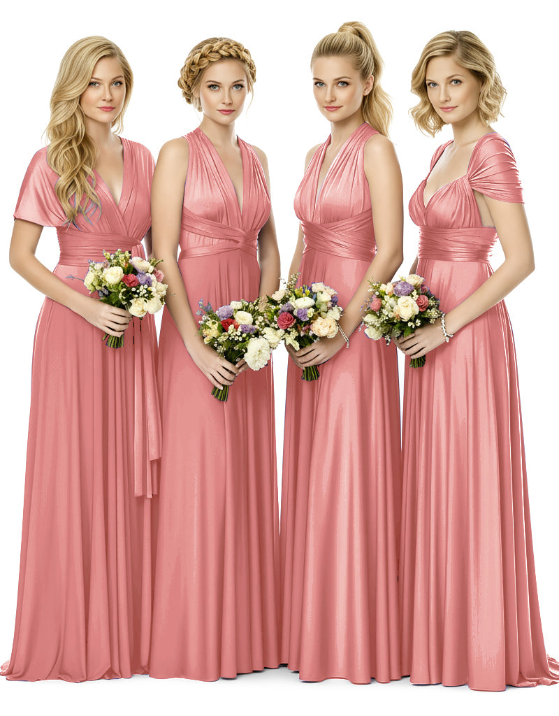 Bridal Party Multiway Convertible Maxi Infinity Dress With Pocketsblushing pink 