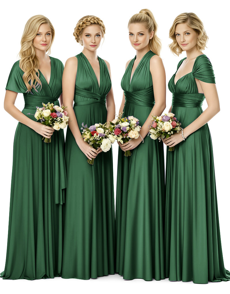 Bridal Party Multiway Convertible Maxi Infinity Dress With Pocketsdark green 