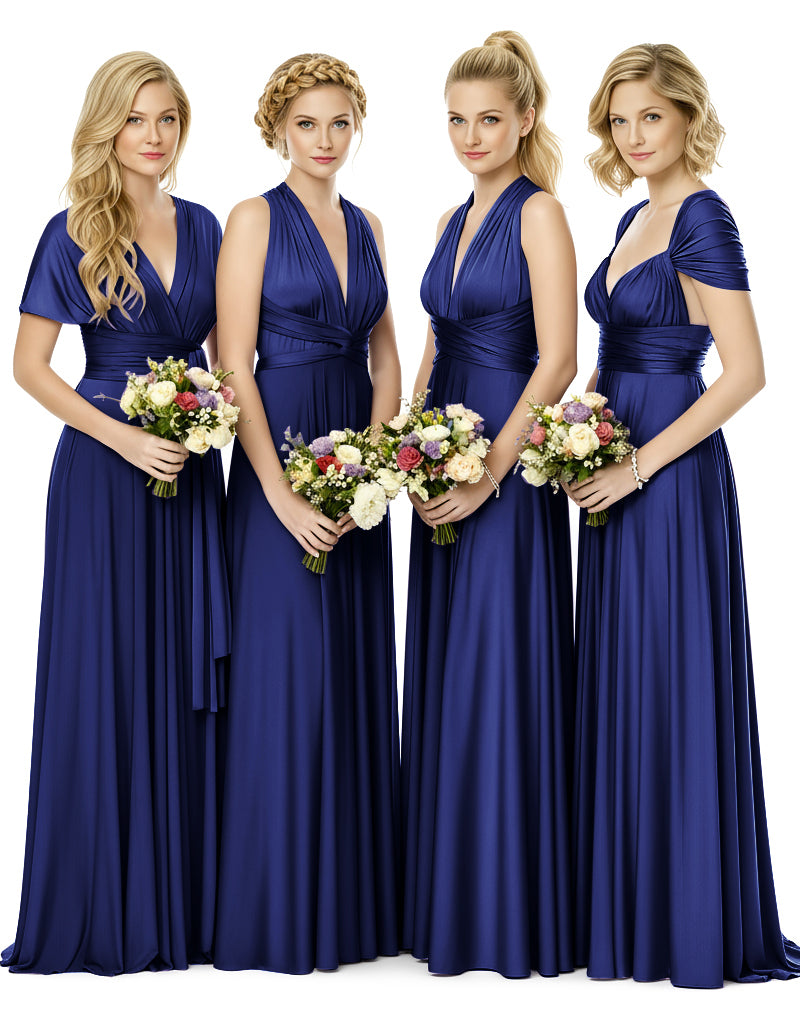 Bridal Party Multiway Convertible Maxi Infinity Dress With Pocketsdark navy 