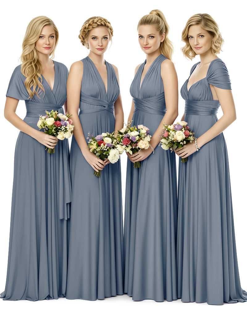 Bridal Party Multiway Convertible Maxi Infinity Dress With Pocketsdusty blue 