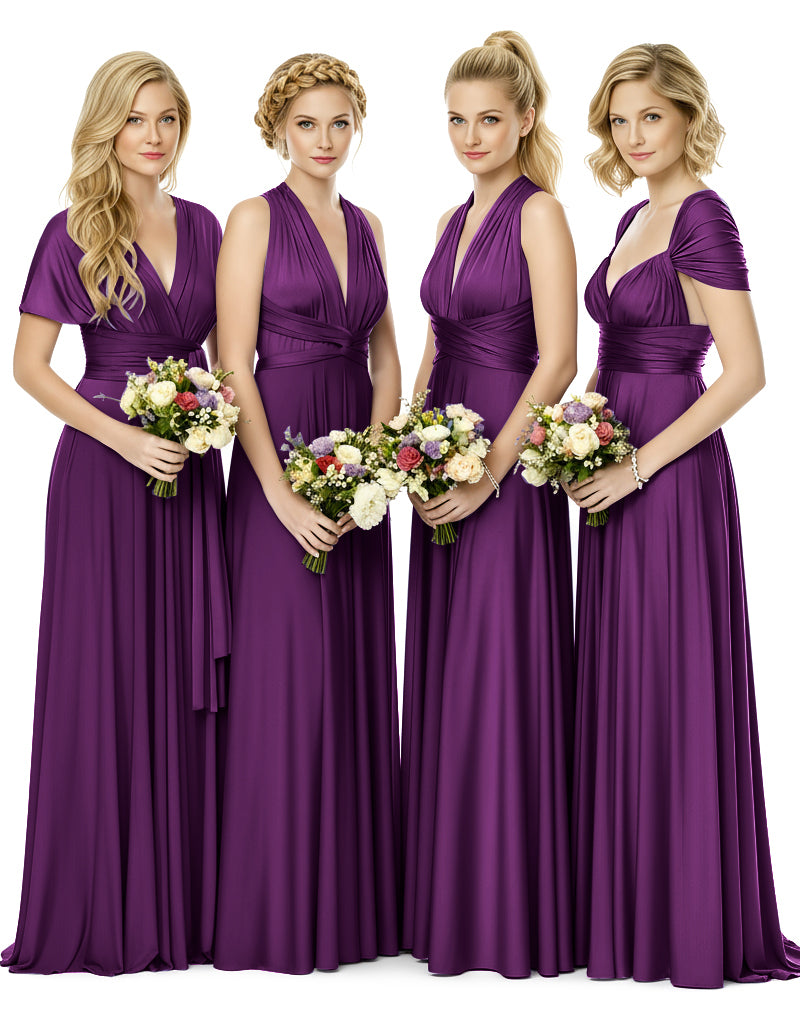 Bridal Party Multiway Convertible Maxi Infinity Dress With Pocketsgrape 