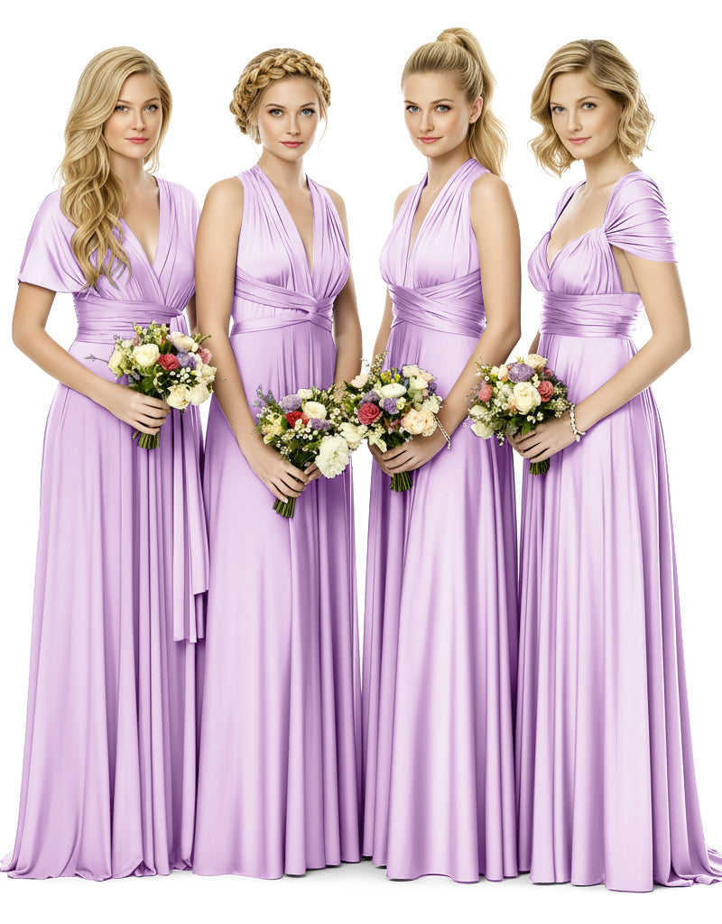 Bridal Party Multiway Convertible Maxi Infinity Dress With Pocketslilac 