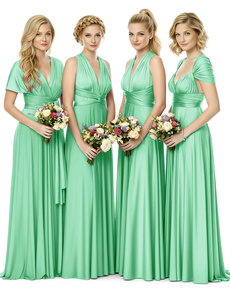 Bridal Party Multiway Convertible Maxi Infinity Dress With Pocketsmint green 