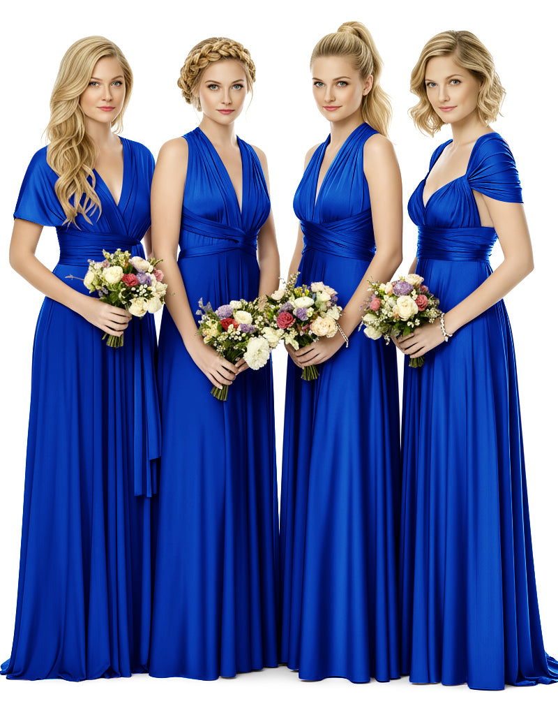 Bridal Party Multiway Convertible Maxi Infinity Dress With Pocketsroyal blue 