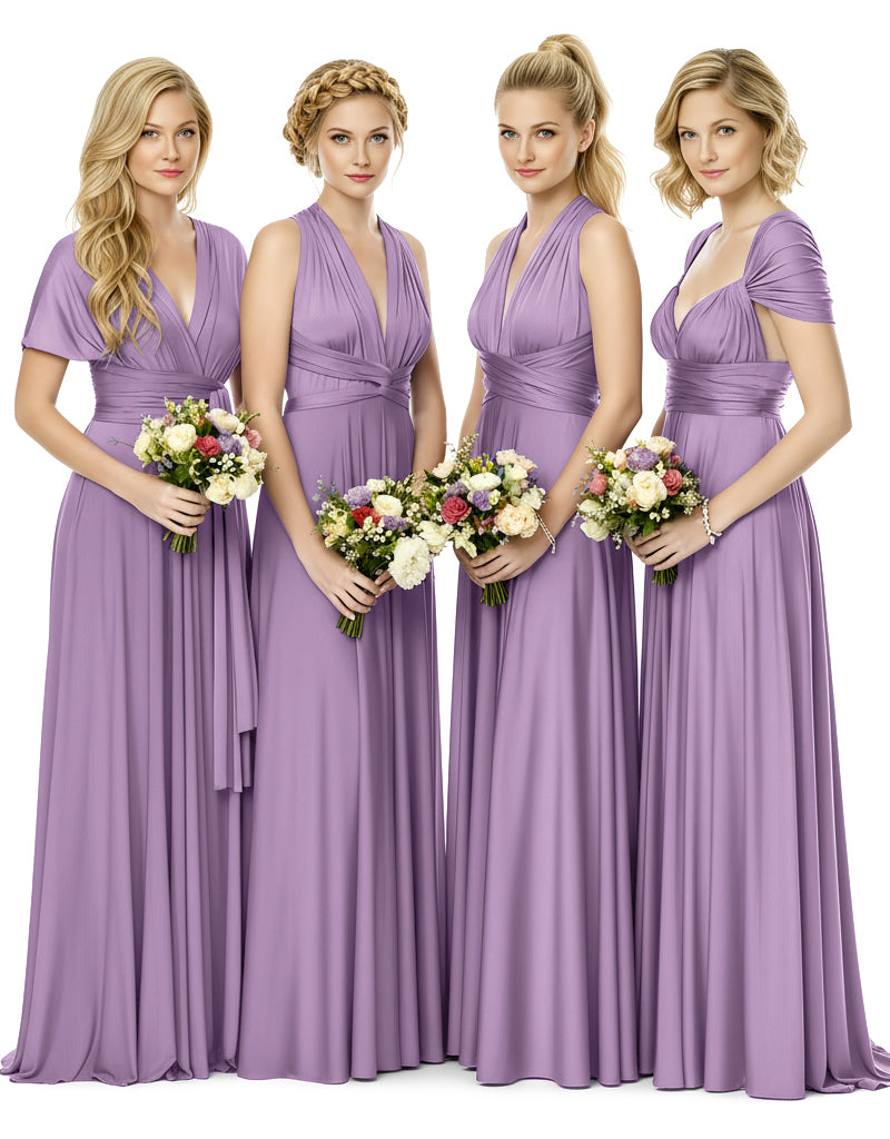 Bridal Party Multiway Convertible Maxi Infinity Dress With Pocketswisteria mauve 