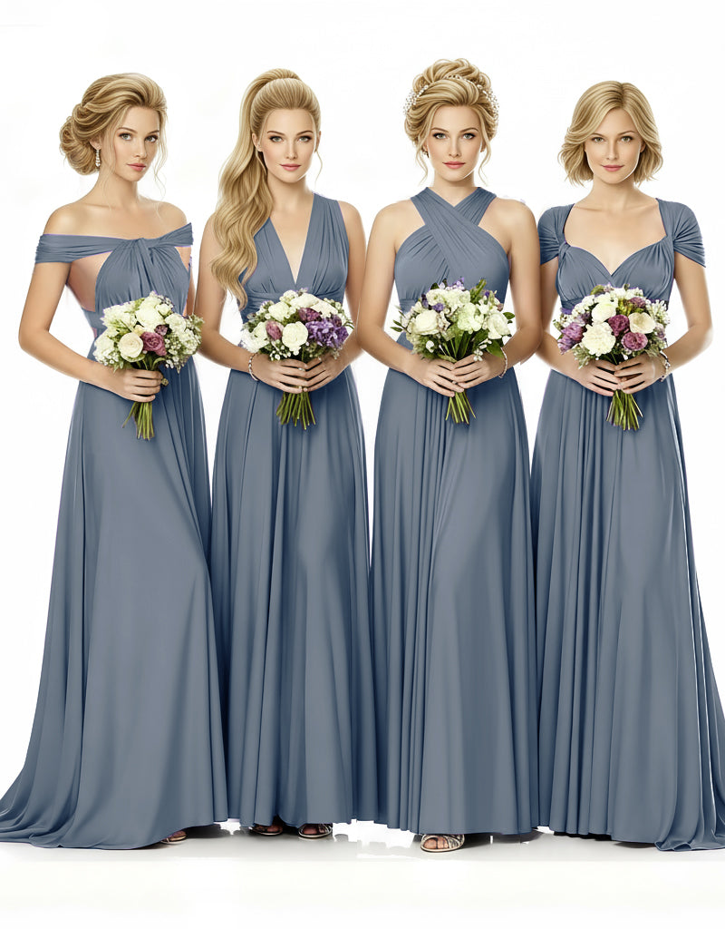 al Party Multiway Wrap Infinity Dress With Pockets dusty blue 