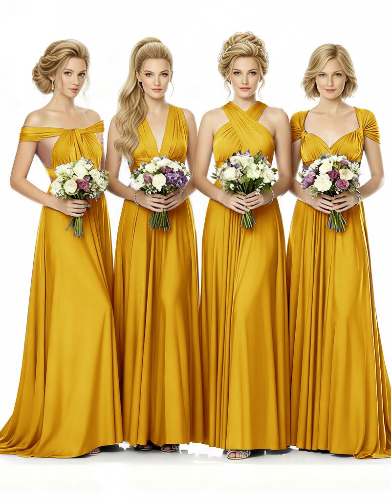 al Party Multiway Wrap Infinity Dress With Pockets mustard yellow 