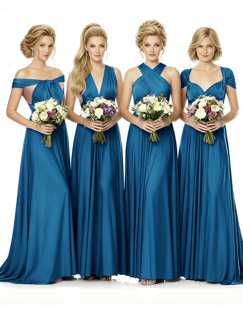al Party Multiway Wrap Infinity Dress With Pockets peacock blue 