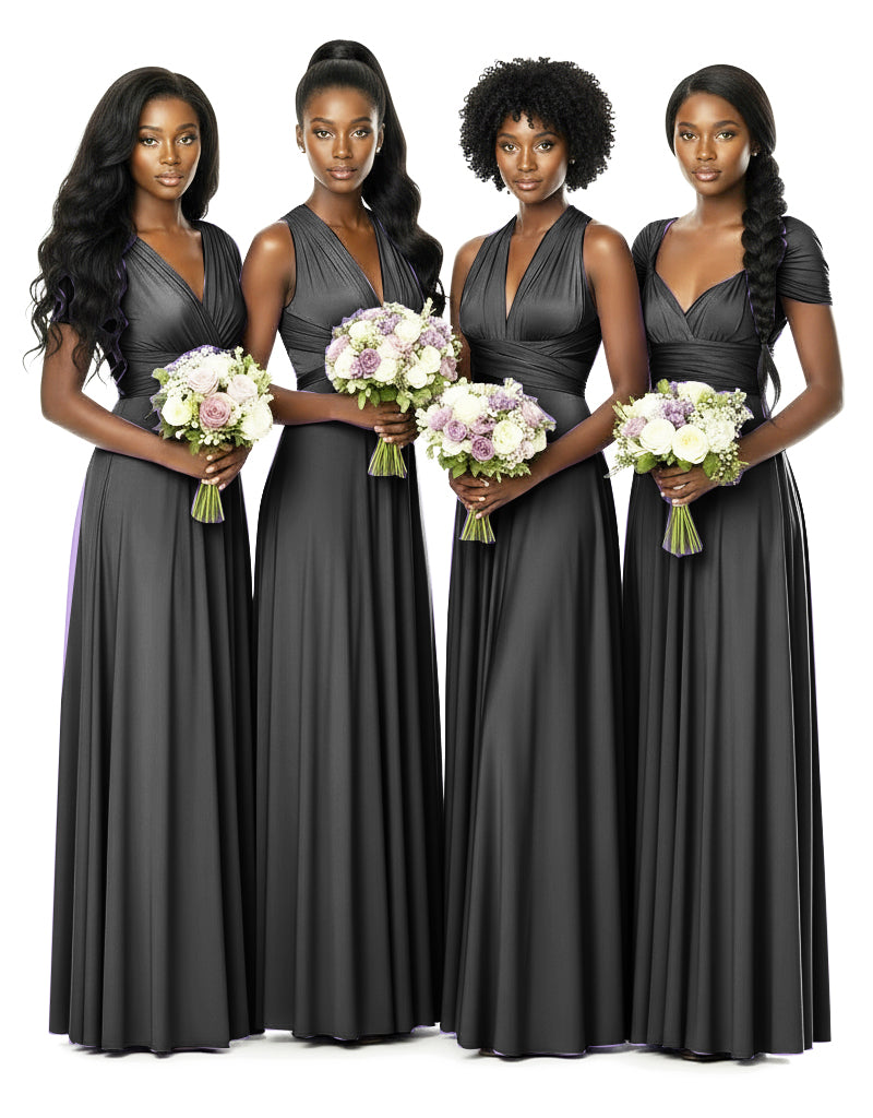 Bridesmaid Convertible Infinity Wrap Dress with pocketsblack 