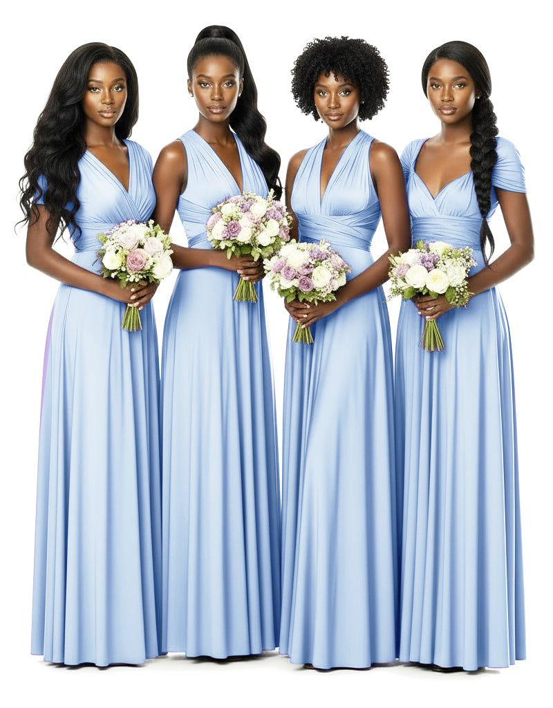 Bridesmaid Convertible Infinity Wrap Dress with pocketsblue 