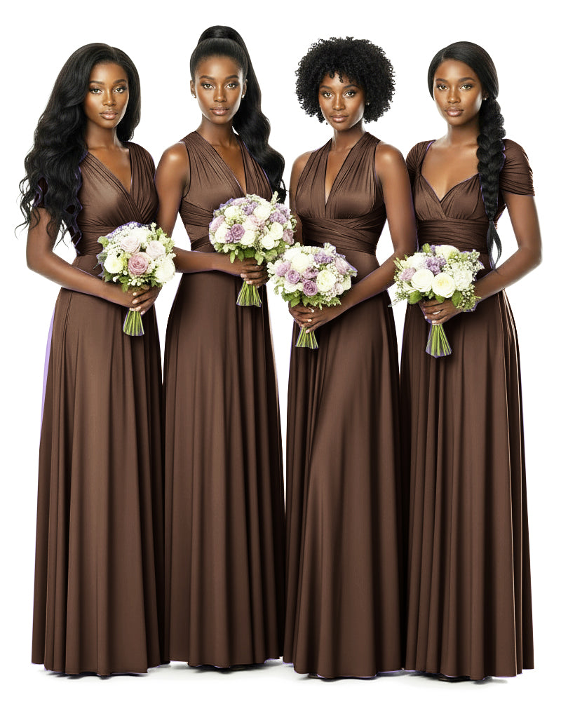 Bridesmaid Convertible Infinity Wrap Dress with pocketsbrown 