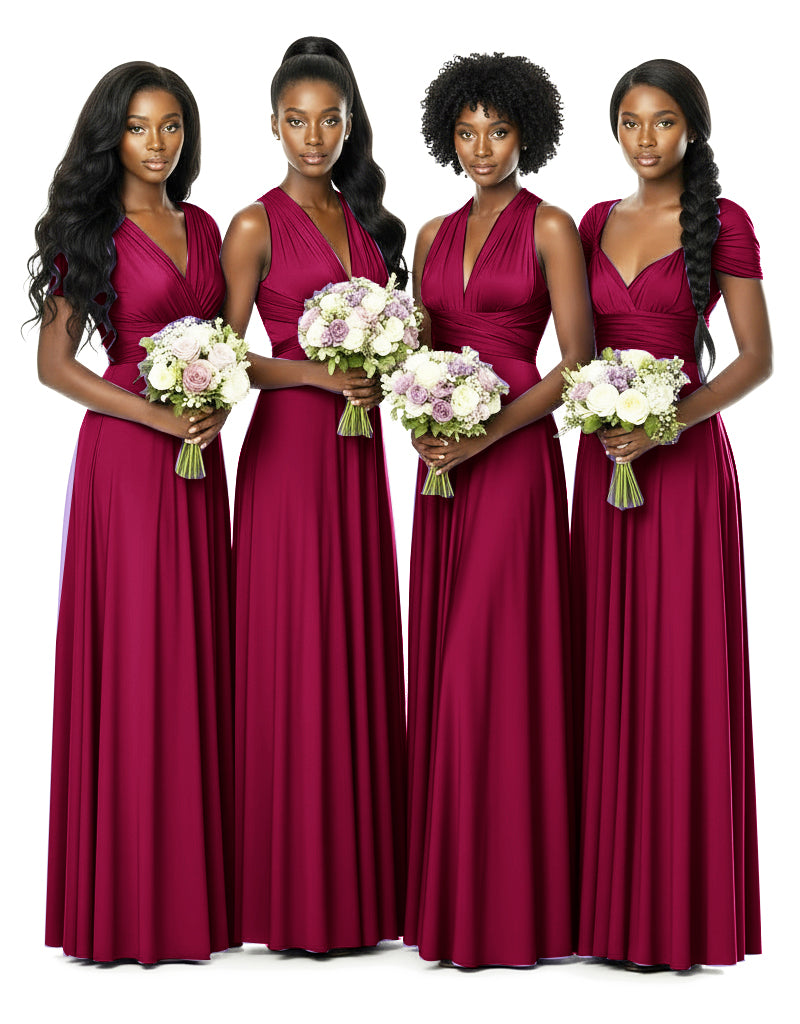 Bridesmaid Convertible Infinity Wrap Dress with pocketsburgundy 