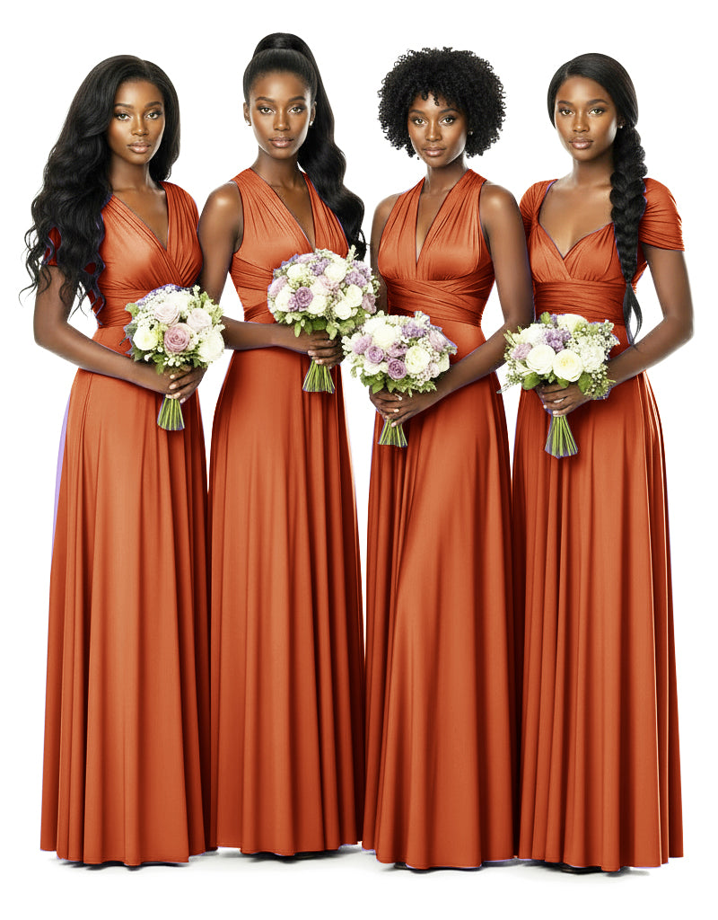 Bridesmaid Convertible Infinity Wrap Dress with pocketsburnt orange 