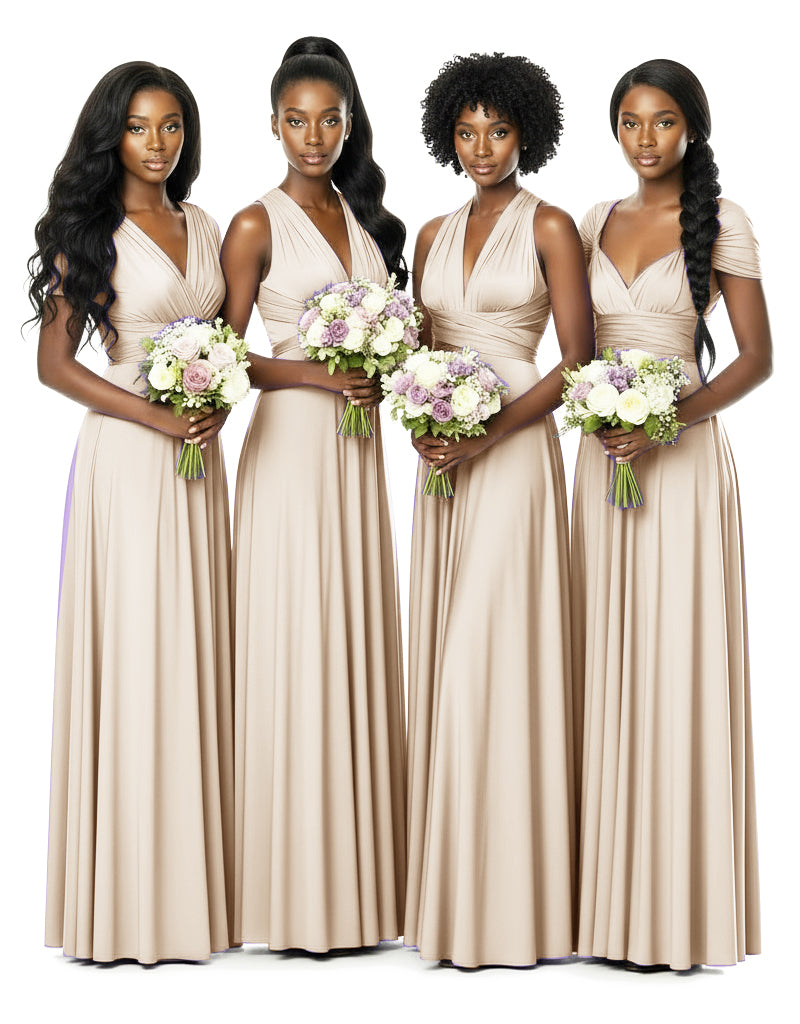 Bridesmaid Convertible Infinity Wrap Dress with pocketschampagne 