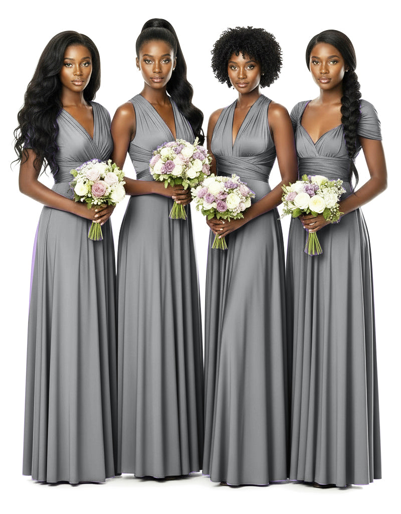 Bridesmaid Convertible Infinity Wrap Dress with pocketscharcoal grey 