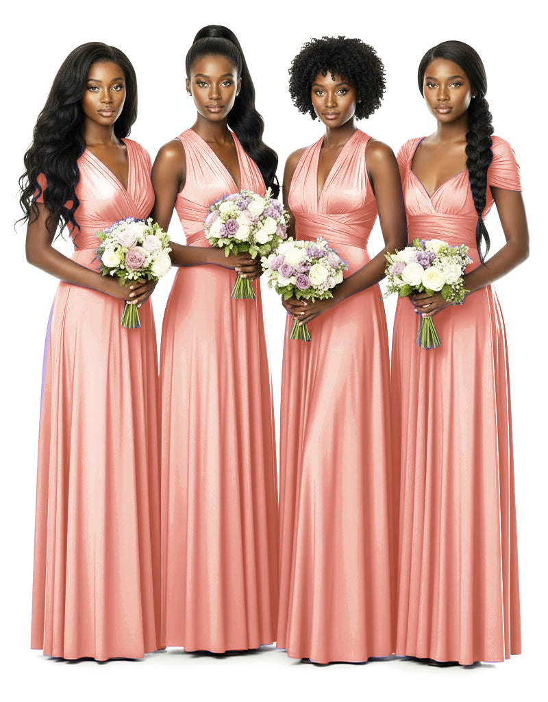 Bridesmaid Convertible Infinity Wrap Dress with pocketscoral 