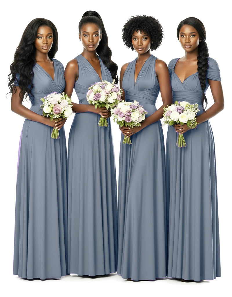 Bridesmaid Convertible Infinity Wrap Dress with pocketsdusty blue 