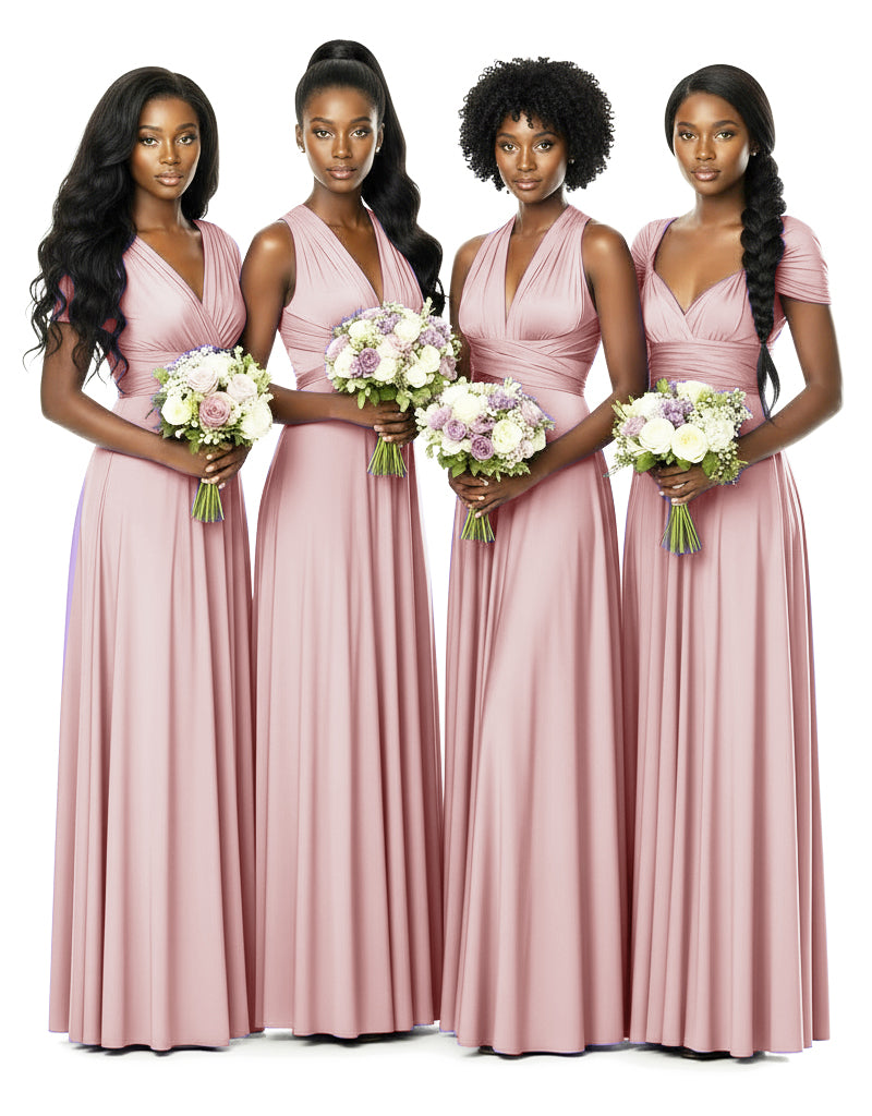 Bridesmaid Convertible Infinity Wrap Dress with pocketsdusty rose 